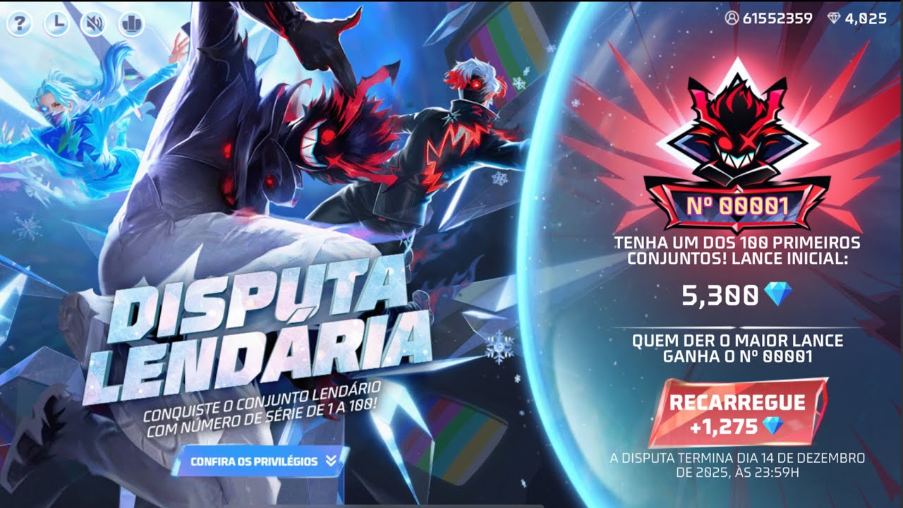 PEGANDO A NOVA SKIN LENDÁRIA DO FREE FIRE ! EVENTO DISPUTA LENDÁRIA ! MOSTREI TUDO !