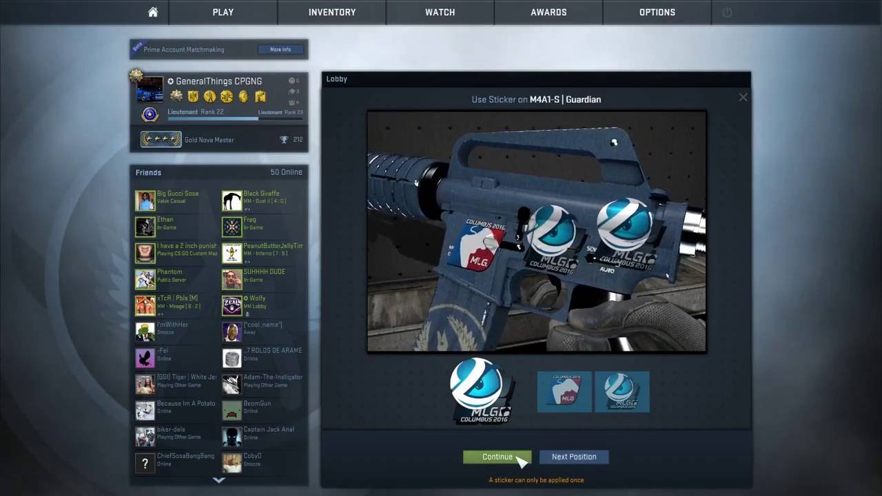 CSGO M4A1 s Guardian adding stickers - YouTube
