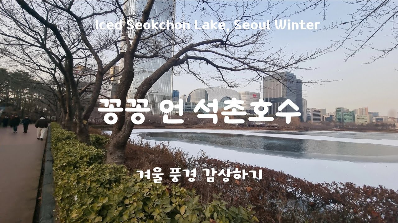 얼음 언 석촌호수 겨울풍경 감상해요  🎶 서울 겨울 힐링 산책 ASMR