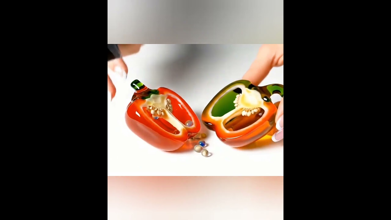 ASMR glass Capsicum cutting....