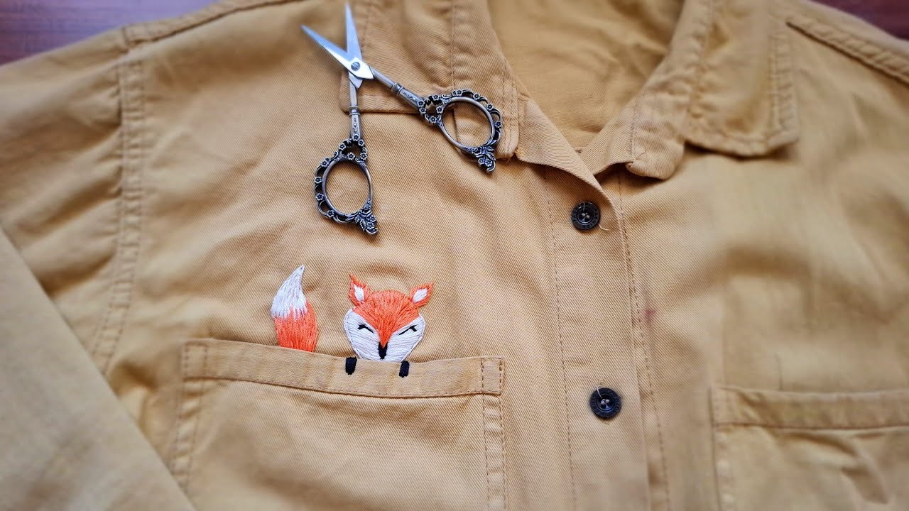 How to Embroider a Cute Fox on Clothes | Hand Embroidery Tutorial