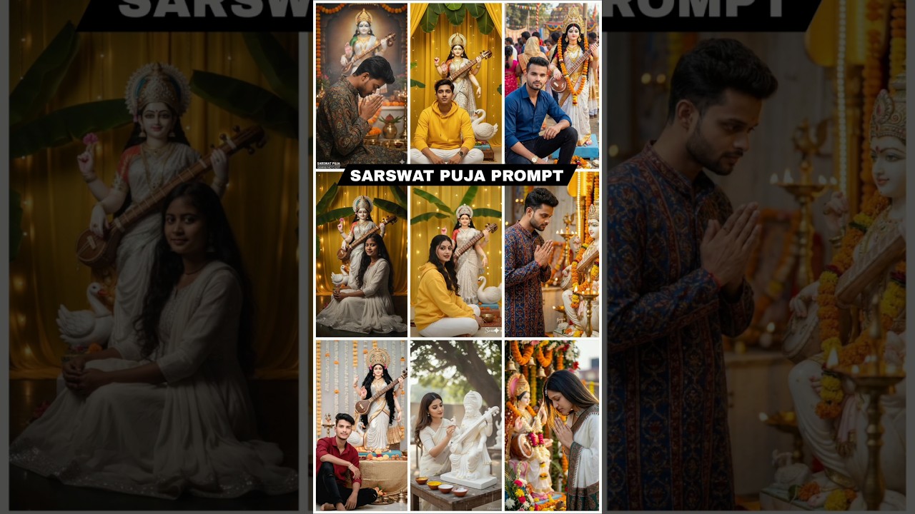 SARASWATI PUJA 🙏 PHOTO EDITING GOOGLE GEMINI AI PROMPT 👇 