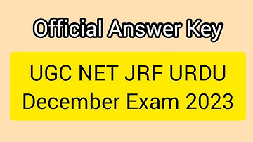 Answer Key December 2023 | UGC NET JRF URDU