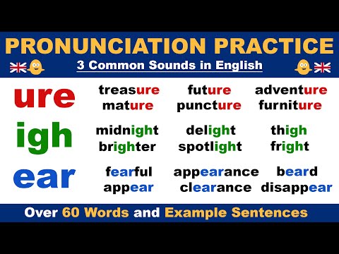 English Pronunciation Practice - The URE, IGH and EAR Sound in English | Over 60 Words and Sentences
