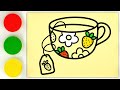Sand Painting Tea Cup | Cute Kitchen Sand Art &amp; Creative Coloring Design for Kids