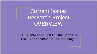 Current Issues Research Project Midterm/Final Overview