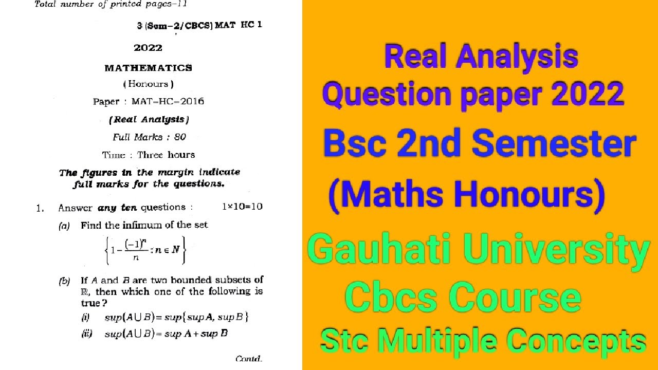 Real Analysis Question Paper 2022 L Maths Honours L Bsc 2nd Sem L Real analysis question paper 2022 l maths honours l bsc 2nd sem l