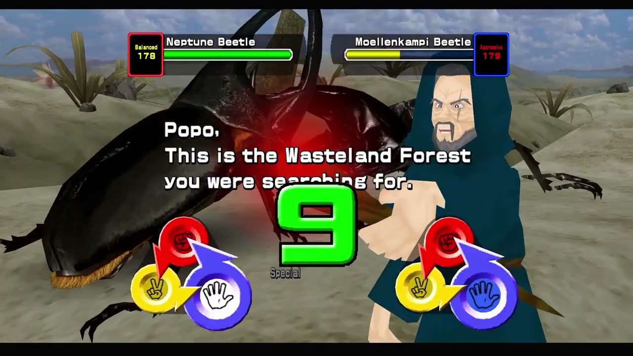 Neptune Beetle Wasteland Forest Gameplay [Mushiking 2006 English Version]