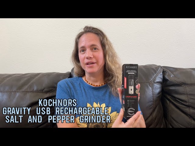 Kochnors USB Rechargeable Pepper Grinder, Gravity Electric Pepper Grinder  with 6 Level Adjustable Coarseness, One Handed Operated Salt and Pepper