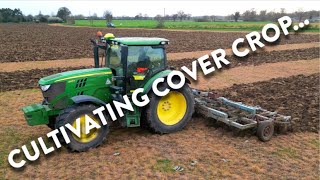 4Kᵁᴴᴰ March 2024: John Deere 6155R tractor and unknown cultivator between Blaxhall and Tunstall