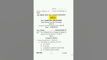 Data Structure and File Processing 2023|HPU| Question Paper #hpu #datastructure #bsc