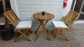 Tangkula 3 PCS Patio Folding Bistro Set, Outdoor Acacia Wood Chairs and Table |QUICK OVERVIEW|