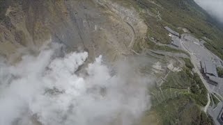国交省がドローン調査 箱根山・規制区域を空撮