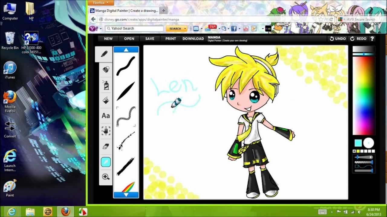 drawing len kagamine on disney create youtube