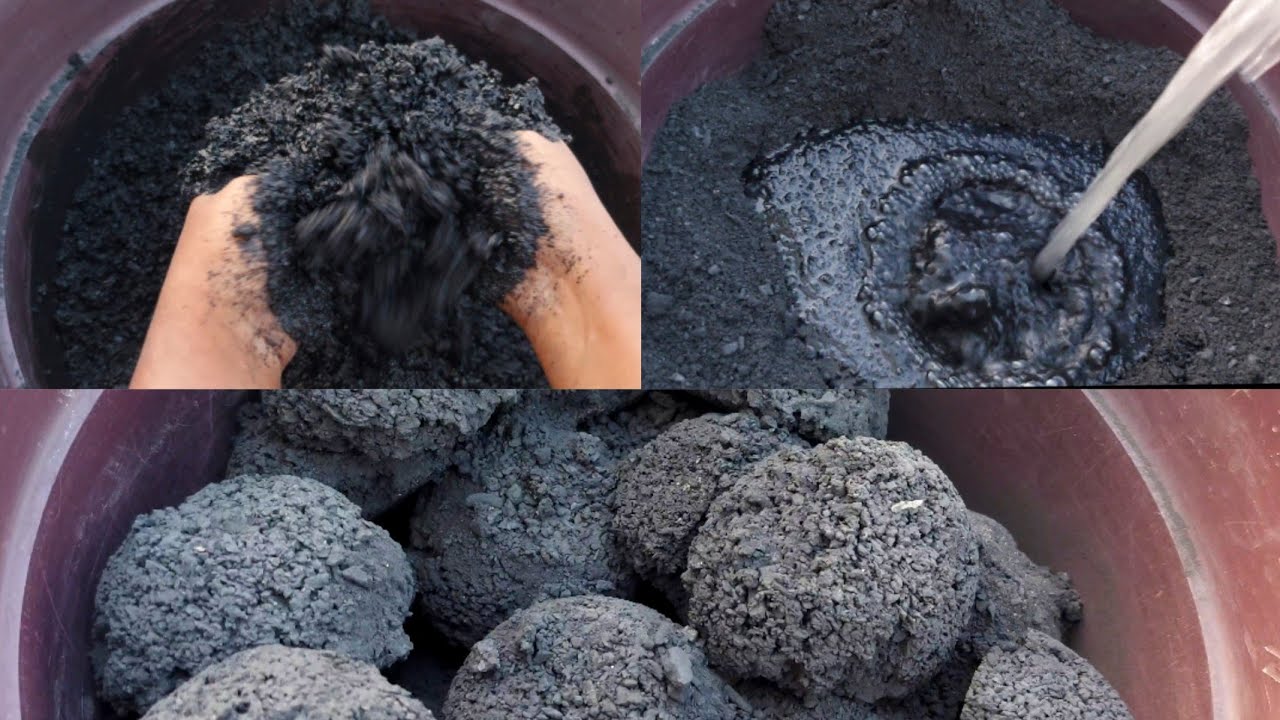 ASMR:;💣Crunchy gritty charcoal crumbling in tub&paste play//very satisfying🥰