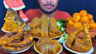 Eating Y Cow Tail Meat Curry,Fish Fry,Chicken Leg,Beef Brian,Egg,Fish Head With Rice Asmr Show