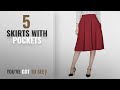 Top 10 Skirts With Pockets [2018]: Urban GoCo Women's Flared A Line Skirt Pleated Midi Skirt With