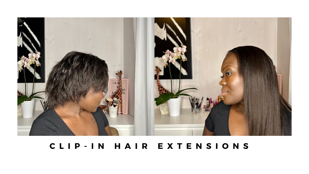 Install Clip-in Extensions on Short Relaxed Hair - YouTube