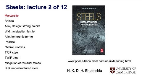 Steels: martensitic transformation, part 2. Lecture 2 of 12