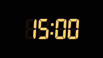 15 Seconds Digital Countdown Timer | Black Background | Yellow Text | No Sounds