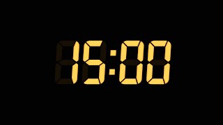15 Seconds Digital Countdown Timer | Black Background | Yellow Text | No Sounds