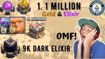 Best Loot Attack For Th11 | 1.1 Million Both Gold & Elixir | 9k Dark Elixir | World Record | #COC