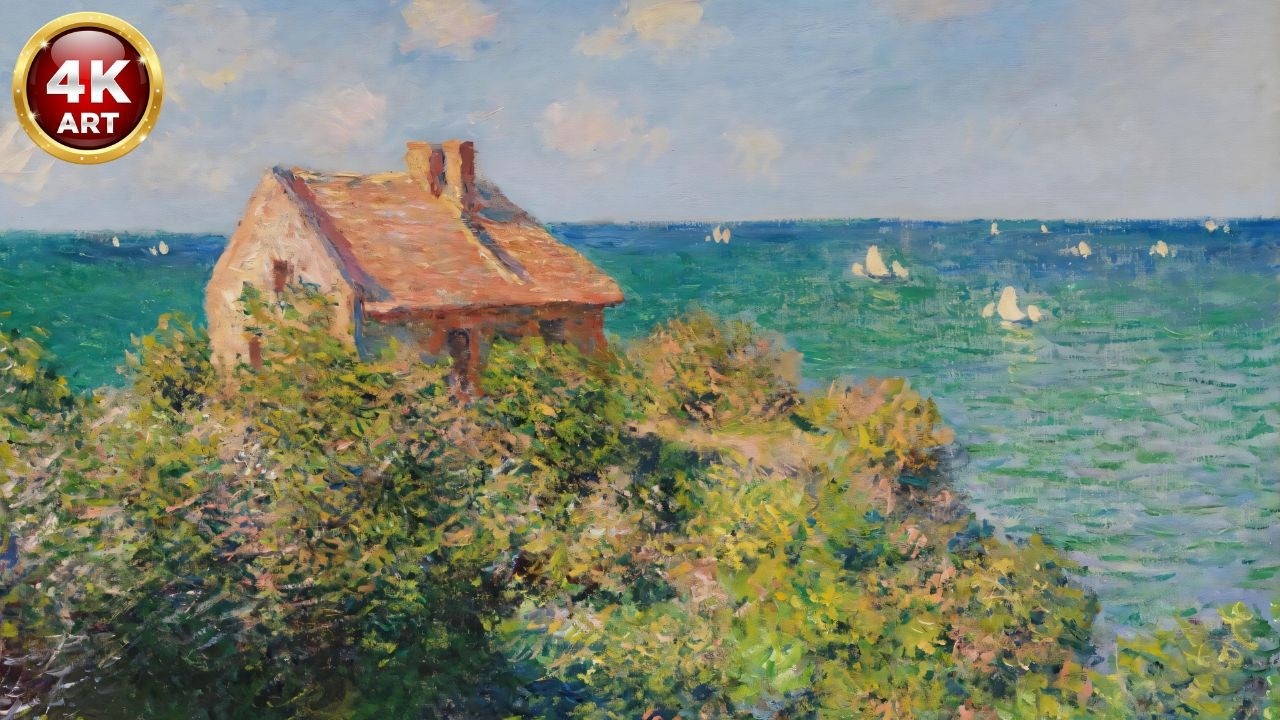 2 Hours Playing Catch with Monet - Fisherman's Cottage on the Cliffs - Silent Screensaver
