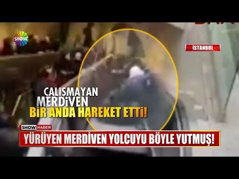 Yürüyen merdiven yolcuyu böyle yutmuş!