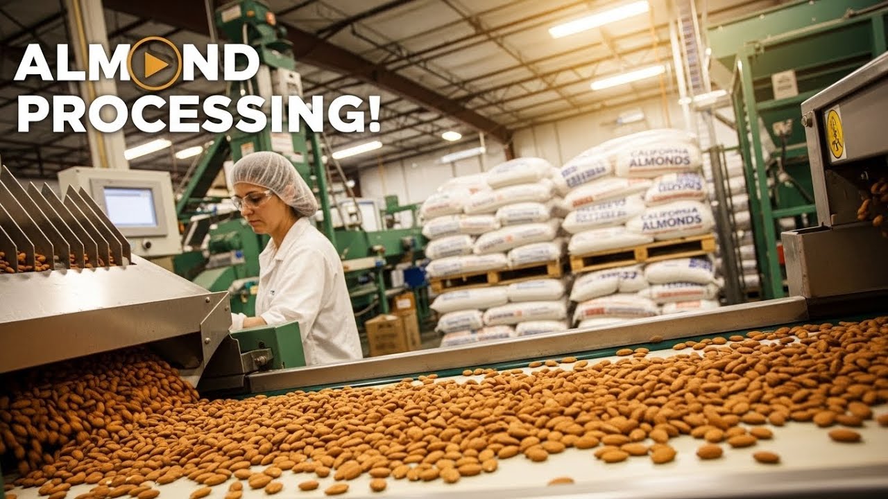 Almond Processing factory Industry - YouTube