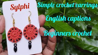 Simple crochet earrings, Crochet jewelry,Hand made jewellery, Beginners crochet, by Sylphi Crochet and Craft Tutorial 232 views 5 months ago 5 minutes, 53 seconds