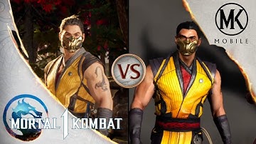 [Re-made] Mortal Kombat 1 vs MK Mobile - SCORPION Every moves, & Fatal Blow side by side comparison