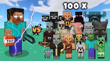 Herobrine vs 100x All Minecraft Mobs | Minecraft mob battle
