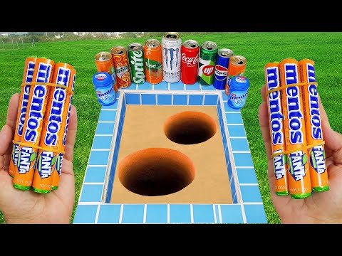 Pool Experiment Coca Cola of Fanta VS Stretch Armstrong vs Popular Sodas Sprite Sprite and Mentos