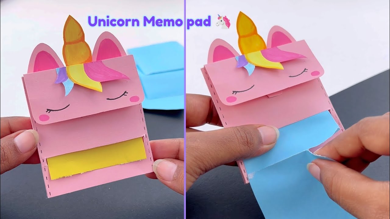 How to make mini writing pad / Make kawaii mini memo pad / DIY Unicorn memo pad / at home