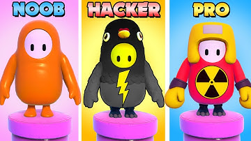 NOOB vs PRO vs HACKER in Fall Guys! // WORLD RECORD - Funny Moments, Glitches & Fails #1