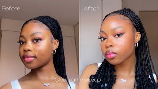 CLEAN GIRL MAKEUP ROUTINE| ACNE, TEXTURED SKIN| BROWN GIRLS| SIMPLE EVERYDAY ROUTINE