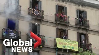 Coronavirus outbreak: Neighbours in Barcelona, Spain host balcony party amid lockdown