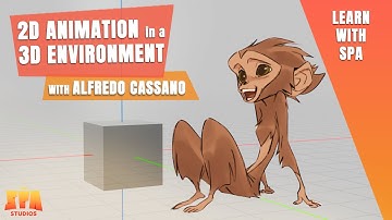 Animate a 2D character in a 3D environment with Blender