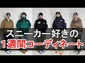 【冬服】スニーカー大好き男の１週間コーデ 【The north face/supreme/nike/essentials/carhartt/dickies874】【メンズストリートファッション】