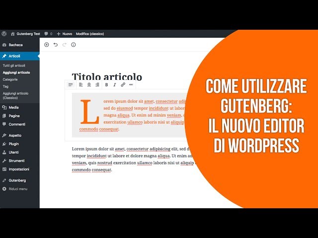 Come utilizzare il nuovo editor Gutenberg su WordPress;È più facile usare Gutenberg con questo plugin per WordPress;Perché non usare Elementor, Divi o altri page builder per scrivere articoli su WordPress;Le nuove funzioni dell'editor Gutenberg su WordPress 5.7;WordPress 5.6: tutte le novità dell'editor Gutenberg;WordPress 5.5: tutte le novità e quello che devi sapere sulla nuova versione;Le novità in arrivo su WordPress 5.4: quello che devi sapere;Le nuove funzionalità di Gutenberg su WordPress 5.3;GenerateBlocks: il plugin gratuito che rende l'editor di WordPress più potente e facile da usare;How to Set Up Google Ads Enhanced Conversions with GTM