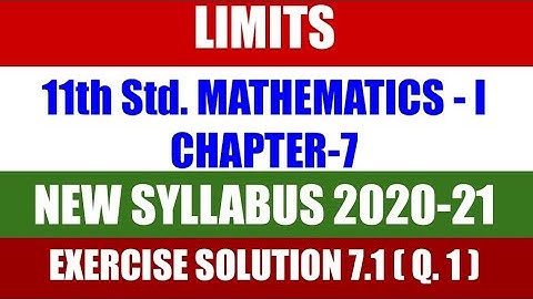 @COMMERCEACADEMIA 11thStd. Mathematics-Part-1 Chapter-7-Limits Exercise Solution 7.1 Q. 1
