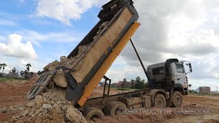 ឡានដឹកដីជាប់ផុង អាប៉ុលរញ Hyundai Dump Truck Stuck Recovery By Komatsu Bulldozer