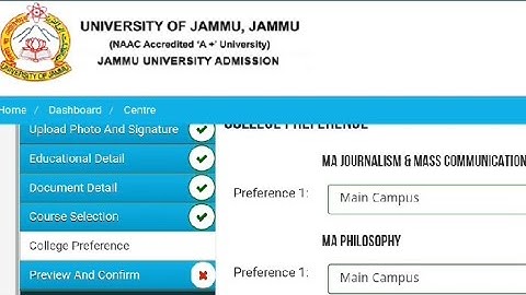 Jammu University How to fill Admission application/ form document required/all info/