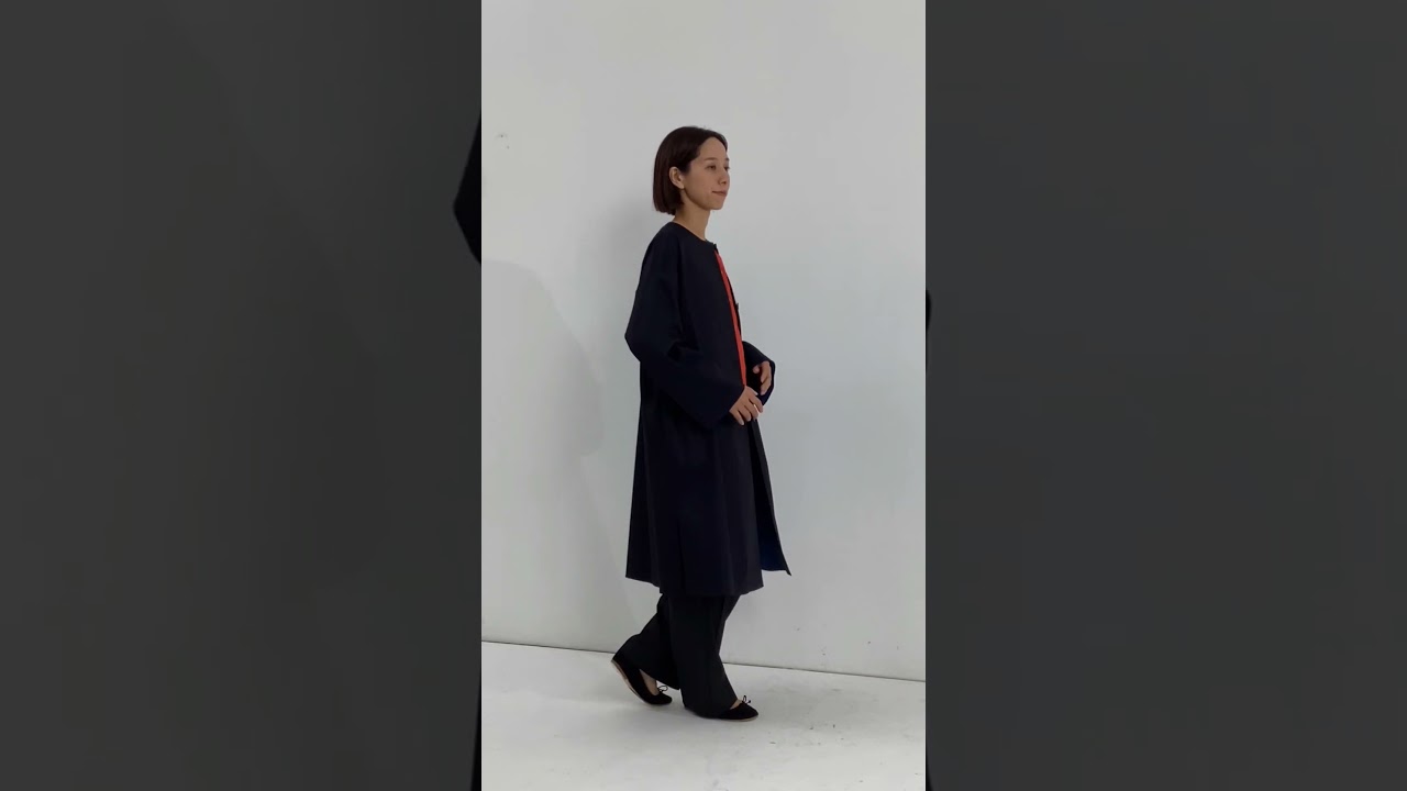 Manna/マンナ ] ダブルフェイスカルゼクルーネックコートノーカラー 