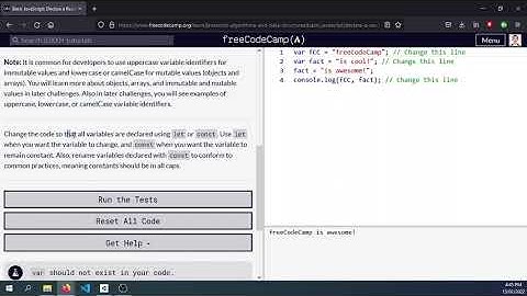 Day 10 Jan13- Freecodecamp Declaring a read only variable with const keyword