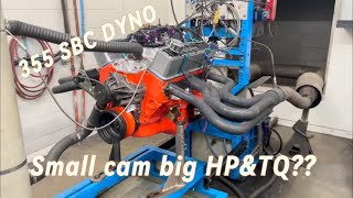 355 SMALL BLOCK CHEY DYNO  small cam big horsepower and torque