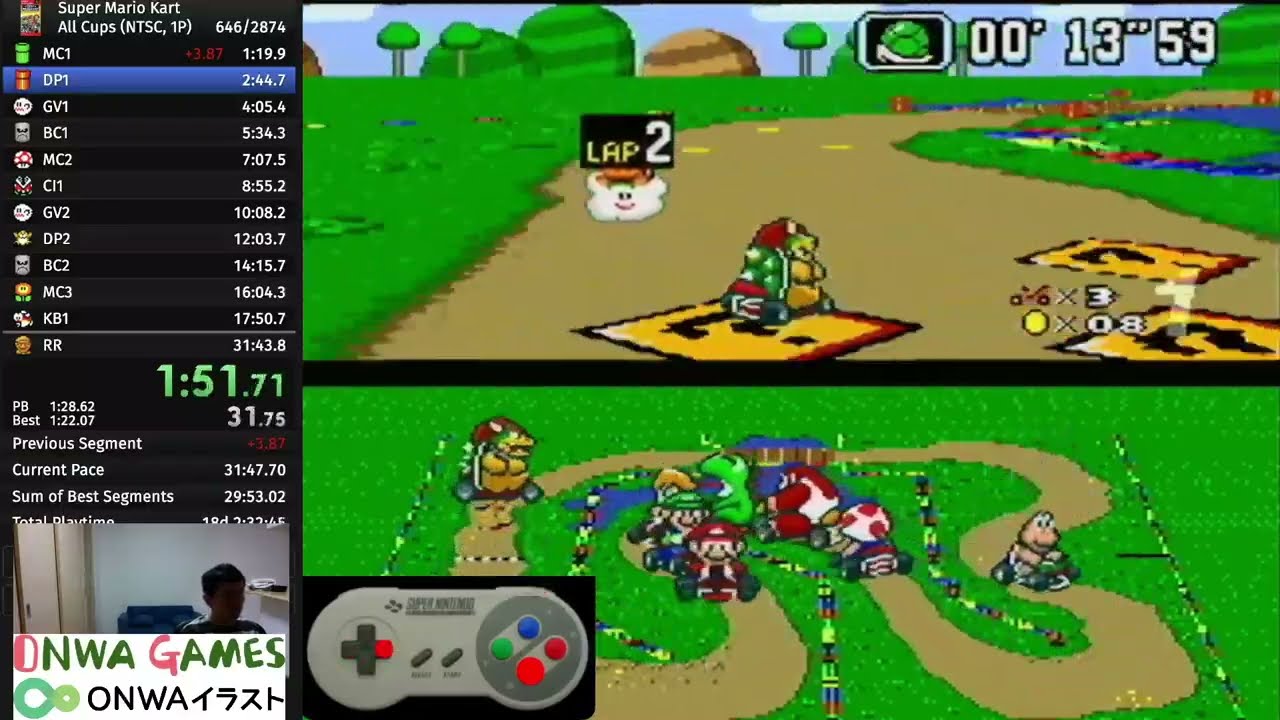 世界6位相当]スーパーマリオカートRTA 32分32秒 NTSC 1P - YouTube