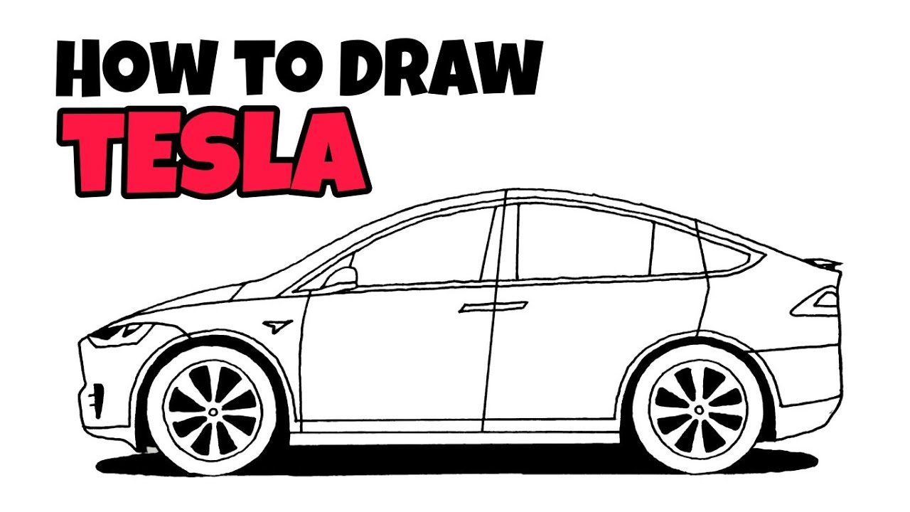 How to Draw a Tesla Model X - Car drawing tutorial Easy to Follow step