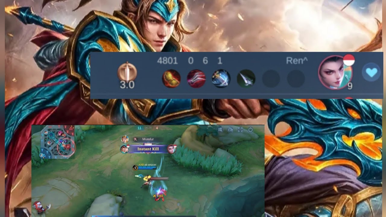 zilong one hit lok hanabi sampai dapat coklat 