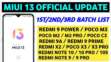 MIUI 13 First , Second And Third Batch List With Update Rollout Time | MIUI 13 Update